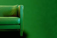 Green leather sofa