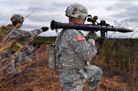 Soldier prepares to fire an RPG