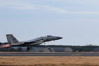 An F-15 Eagle takes off during an Aviation Training Relocation at Misawa Air Base, Japan, Dec. 15, 2015. Fifteen jets from Kadena AB, Japan, trained during a two-week exercise. (U.S. Air Force photo/Airman 1st Class Jordyn Fetter)