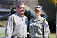 Air Force Reserve Master Sgt. Stephanie Kimbrell stands with David Harvill for a photo at Joint Base Charleston, S.C., March 24, 2014.