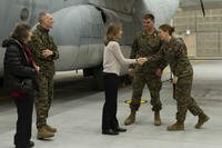 Caroline B. Kennedy, U.S. ambassador to Japan, speaks to Marines with Marine Aerial Refueler Transport Squadron 152 (VMGR-152) at Marine Corps Air Station Iwakuni, Japan, Jan. 28, 2016. (Photo: Cpl. Nicole Zurbrugg)