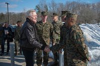 Secretary of the Navy Ray Mabus greets Marines at The Basic School during his visit to Marine Corps Base Quantico, Virginia, Jan. 27, 2016. (U.S. Marine Corps/Sgt. Cuong Le)