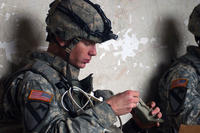 Soldier prepares his MRE