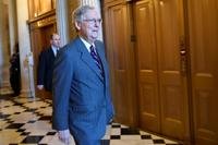 Senate Majority Leader Mitch McConnell of Kentucky walks to a Republican luncheon on Capitol Hill in Washington, Friday, May 22, 2015. (AP Photo/Susan Walsh)