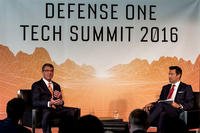 Defense Secretary Ash Carter, left, speaks with Defense One Executive Editor Kevin Baron during the Defense One Tech Summit in Washington on June 10, where the secretary pitched his Force of the Future initiative. (DoD photo/Brigitte Brantley)