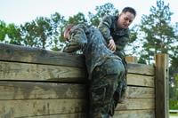 U.S. Army Soldiers display teamwork during the Ranger Course on Fort Benning, Ga., April 21, 2015. Soldiers attend the Ranger Course to learn additional skills in a physically and mentally demanding environment. (U.S. Army/Spc. Dacotah Lane/Released)