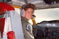Then-Capt. Allison Hilsman Hickey pilots the KC-135 at Grand Forks Air Force Base, N.D., in 1984. Hickey was the first female aircraft commander at the installation.