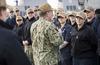 Chief of Naval Personnel Vice Adm. Rick Cheeseman speaks to sailors.