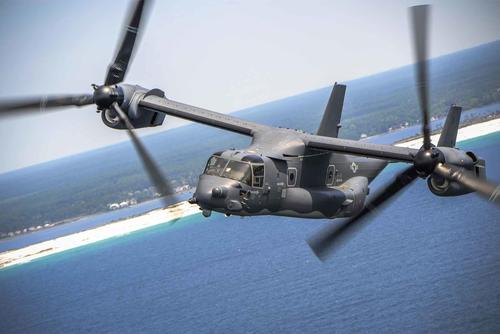 A CV-22 Osprey flies over Fort Walton Beach, Fla.