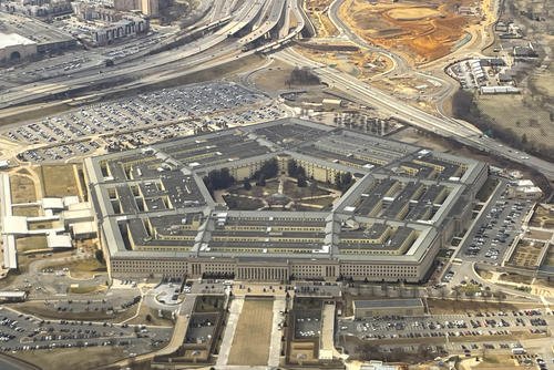A view of the Pentagon from an airplane window