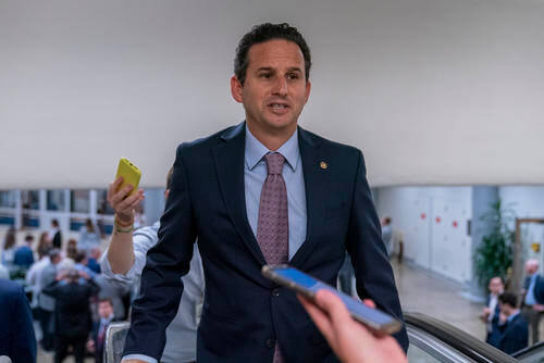 Sen. Brian Schatz, D-Hawaii, speaks with reporters