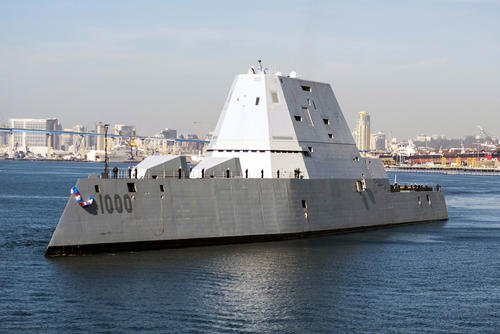 The guided-missile destroyer USS Zumwalt (DDG 1000) arrives at its new homeport in San Diego on Dec. 8, 2016. (U.S. Navy photo by Petty Officer 3rd Class Emiline L. M. Senn)